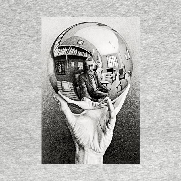 Escher Hand with Reflecting Sphere Art Poster Imp-Art Maurits Escher Fantasy Illustration Surreal Print by ZiggyPrint